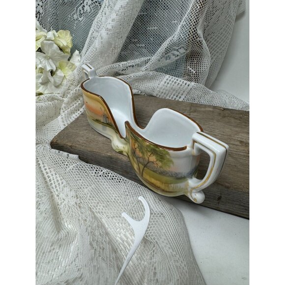 Vintage Nippon Hand Painted Spoon Holder Sunset & Tree Sceen - Picture 10 of 11